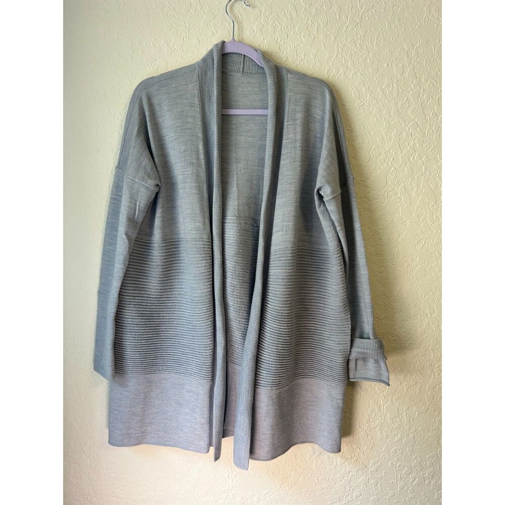 Lululemon Merino Wool Blend Ribbed Long Wrap Cardigan Gray Size S